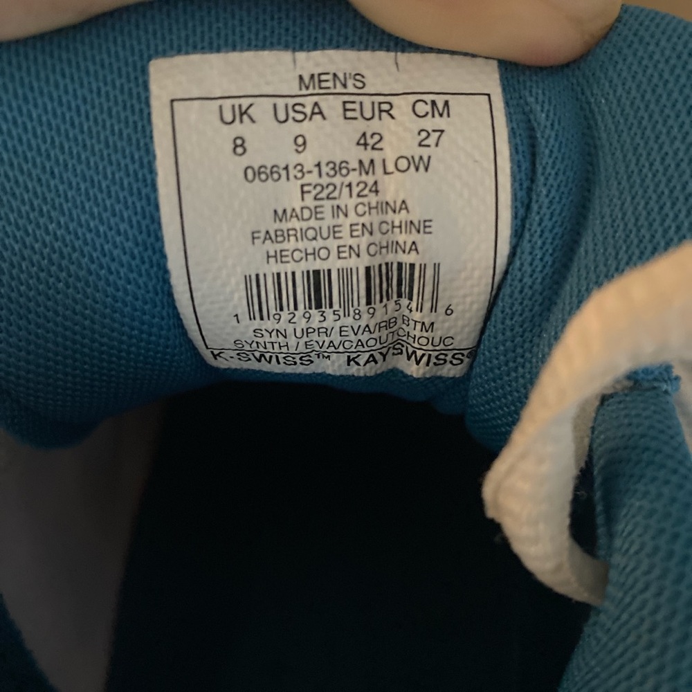 Kswiss men’s tennis shoe